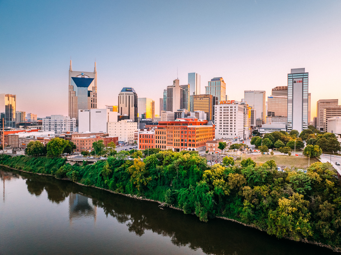 Nashville Tennessee skyline served by PlumbMasters plumbing services.